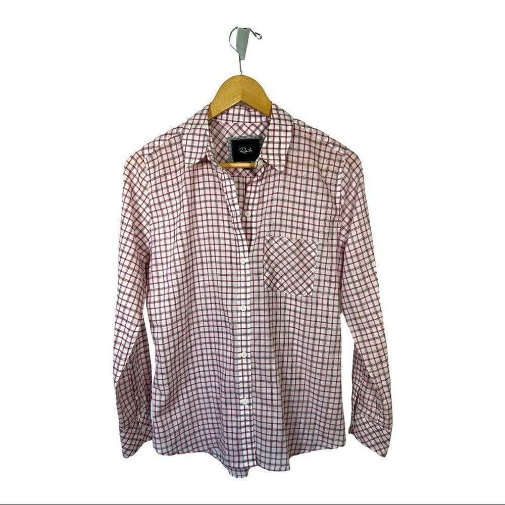 RAILS Women’s Long Sleeve Plaid Button Down Cotton Shirt Red/White Size Small